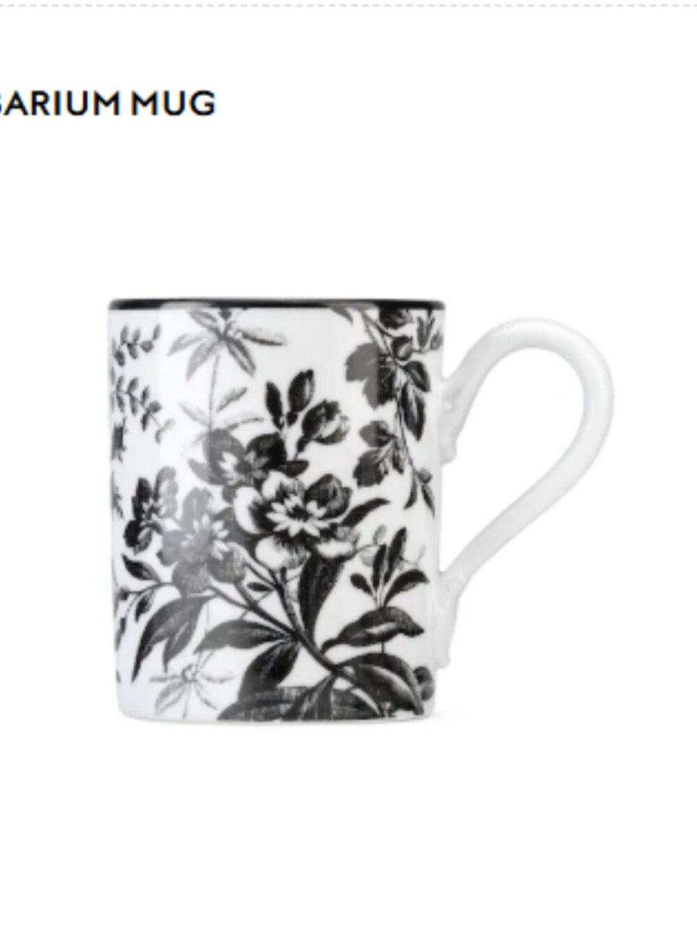 Gucci "Herbarium" Black and White Porcelain Mug